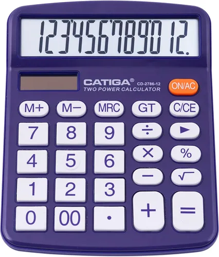 Vista 16 de CATIGA CD-2786 - Calculadora de escritorio de 12 dígitos con pantalla LCD grande y botón sensible, energía solar dual y batería, función estándar