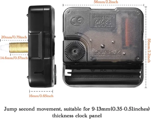 Vista 2 de Mudder 2 piezas mecanismo de reloj de alto torque cuarzo de eje largo con 5 pares de manecillas doradas diferentes kit de reparación de reloj