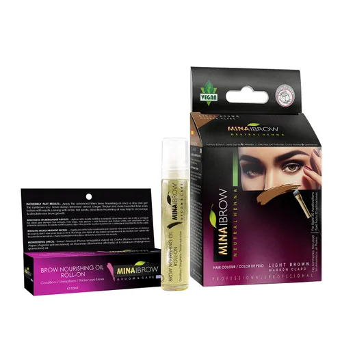 Vista 40 de Kit de tinte para cabello instantáneo MinaiBrow marrón claro 100% cobertura de canas hasta 30 aplicaciones, polvo de tinte natural con agua