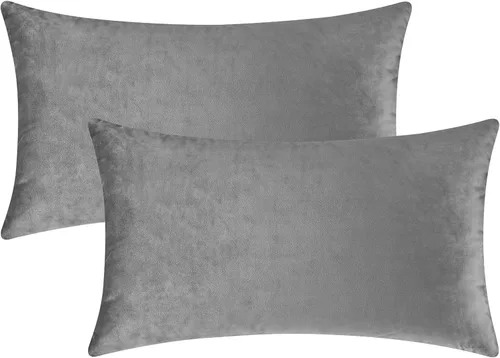 Vista 45 de Mixhug - Fundas de almohada decorativas de terciopelo, fundas de cojín para sofá y cama, juego de 2 fundas azules, 16 x 16 pulgadas