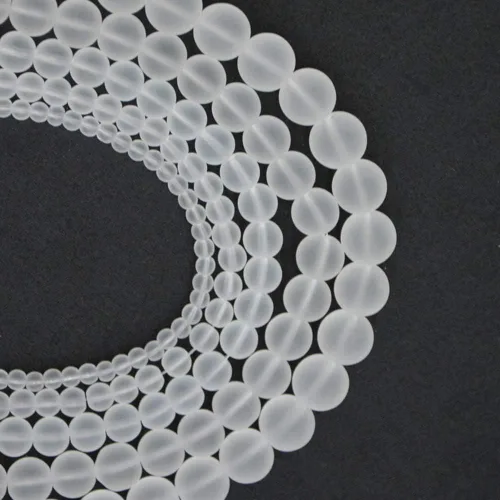 Vista 4 de Cuentas de cristal de cuarzo transparente mate de 0.315 pulgadas, 46 unidades, cuentas sueltas de piedra natural para hacer joyas, pulseras
