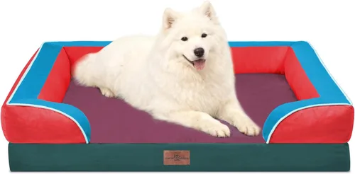 Vista 206 de Comfort Expression - Cama ortopédica para perros medianos de 30x20 pulgadas, cama impermeable de espuma de huevera para mascotas medianas