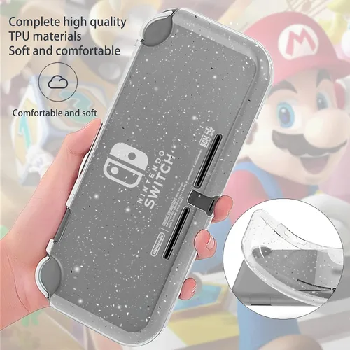 Vista 4 de DLseego Carrying Case for Nintendo Switch Lite, Newest Design Portable Travel Carrying Case 4 in 1 Accessories Kit with 1 Pcs Glitter Case, 2 Pcs