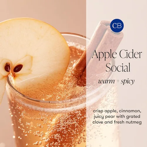 Vista 3 de Capri Blue Glimmer Mini Tin - Vela perfumada a manzana con mini portavelas, mezcla de cera de soja, Capri Blue Apple Cider Social Red and Gold