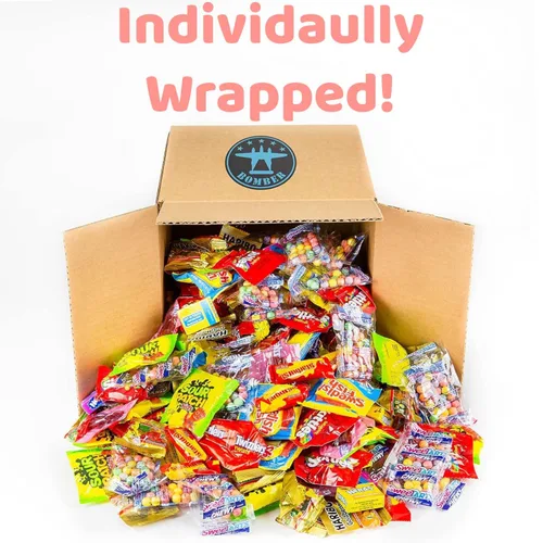 Vista 3 de Bomber Caramelos de frutas surtidos a granel de 8 libras. Envueltos individualmente. Envueltos individualmente en una caja de 8 libras. Caramelos