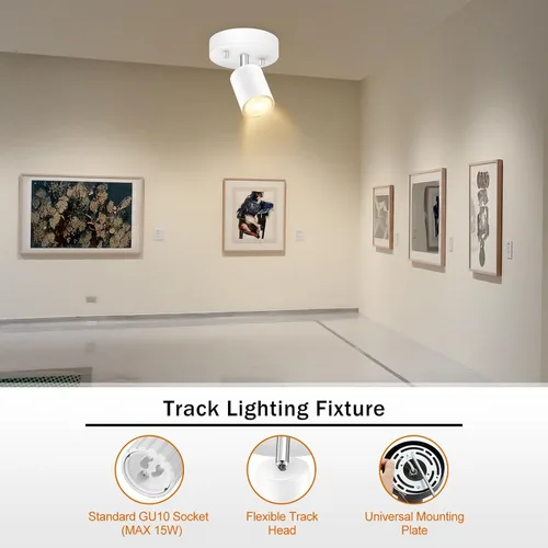 Vista 2 de Kit de iluminación LED de pista BoostArea, aplique monopunto ajustable de montaje empotrado, luz de punto giratoria flexible para cocina, sala