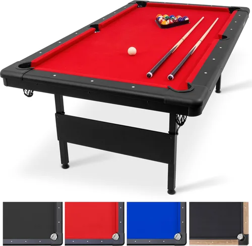 Vista 6 de GoSports 6, 7, or 8 ft Billiards Tables - No Assembly, Choose Your Color - Portable Pool Table Includes Full Set of Balls, 2 Cue Sticks, Chalk and