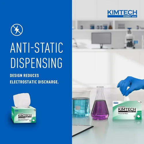 Vista 4 de Kimtech Kimwipes, Limpiaparabrisas delicados, 1 capa, 4.4 x 8.4, sin perfume, blanco, 286/caja