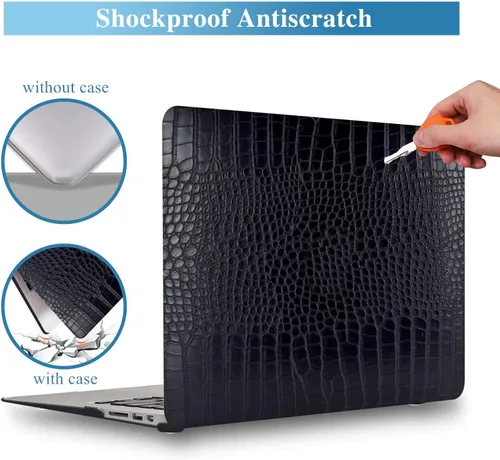 Vista 3 de KEROM Compatible con Funda para MacBook Air de 13 Pulgadas con Diseño de Cocodrilo 2021 2020 2019 2018 M1 A2337 A2179 A1932, Texturizada Elegante