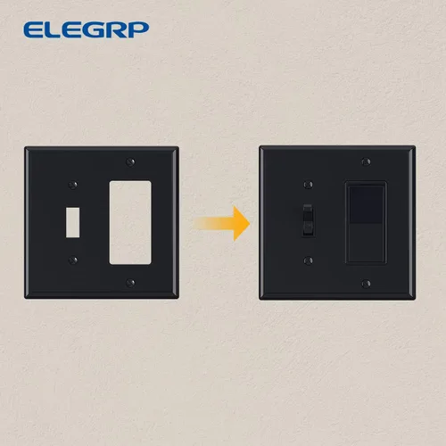 Vista 3 de ELEGRP - Placa de pared combinada de 2 ventanas, interruptor de luz de palanca de 1 banda, 1 dispositivo decorador/GFCI, placas de pared combinadas