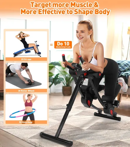 Vista 2 de Ab Workout Equipment, Ab Machine for Women, Adjustable Core Abdominal Exercise Fitness Equipment, Foldable Waist Trainer Ab Crunch Home Gym Systems