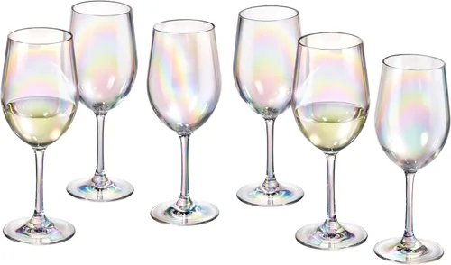 Vista 10 de Red Co. Juego de 6 copas de vino clásicas de acrílico transparente de 12 onzas líquidas para exteriores con bases