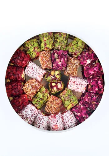 Vista 7 de Zaitoune Turkish Delight Mix - 9 onzas Revestimientos de lujo de granada, pistacho, coco, kataifi y rosa Auténtico surtido de dulces Lokum