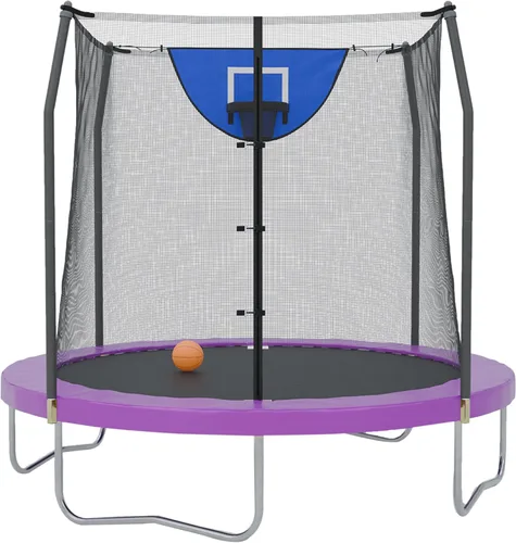 Vista 16 de Skywalker Trampolines Cama elástica al aire libre de 8 pies, 12 pies, 15 pies Jump N’ Dunk redonda con red, colchón de trampoline y aro