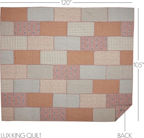 Vista 2 de VHC Brands Kaila Country Farmhouse Dormitorio Decoración Patchwork Luxury King Quilt 120x105