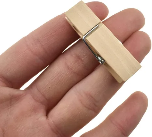 Vista 10 de HAHIYO Pinzas de madera marrón para ropa, mini Aviod Fall Apart de 1 pulgada de largo, paquete de 80 resortes fuertes, sin óxido, sin decoloración