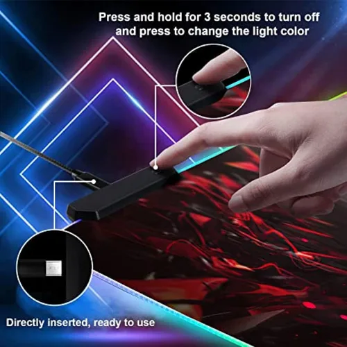 Vista 4 de Mouse Pads Gaming Laptops Mouse Pad Anime Carpet Mause Backlit Desk RGB Mat Mousepad Led Gamer Accessories Computer Cabinet Mats Pc 40X80X4CM