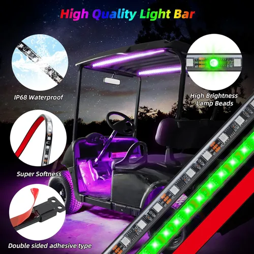 Vista 6 de Roykaw Kit de luces LED de neón para carrito de golf, con toldo, pozo de rueda y luces interiores para EZGO Yamaha Club Car, millones