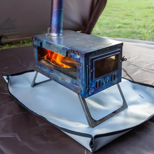 Vista 5 de POMOLY Estufa Ember Mat - Alfombrilla para hoguera, protector de huellas de tienda de campaña caliente, estufa de leña, alfombrilla ignífuga