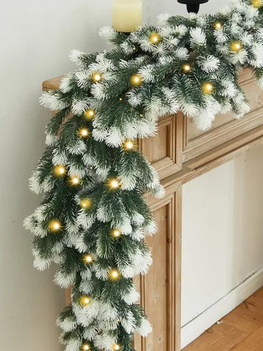 Vista 10 de Guirnalda de Navidad artificial de PARTY JOY de 6 pies con cadena de luces LED, guirnalda de ciprés de aguja de pino para decoración de vacaciones