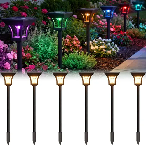 Vista 9 de CINOTON - Luces solares para caminos exteriores 2 en 1 con 4 modos de iluminación, luces LED impermeables IP65 con energía solar para pared, jardín