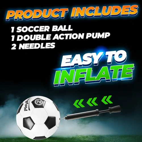 Vista 6 de PlayBolt Soccer Ball Size 2 with Pump - Black & White Training Practice & Match Ball for Kids & Toddlers (Pack of 1 or 4)