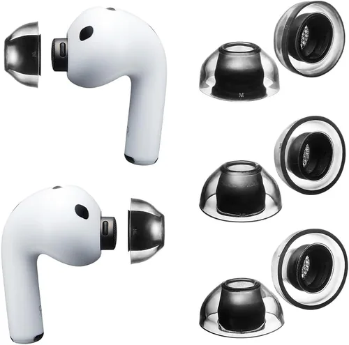 Vista 8 de XELASTEC - 2 AirPods Pro 3 almohadillas de repuesto – Material adaptable al calor corporal, sello sin costuras, micro filtro de 12 agujeros, puntas