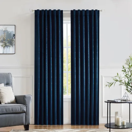 Vista 12 de Paneles de cortinas opacas de terciopelo gris oscuro para ventana, reducción de ruido, 90% de oscurecimiento de la habitación, bolsillo para barra