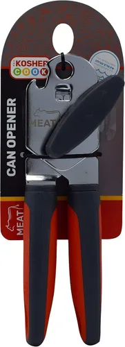 Vista 5 de Abrelatas rojo carne, herramienta de apertura manual segura con abridor de botellas integrado, agarre cómodo, seguro para alimentos, accesorios