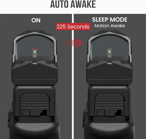 Vista 6 de VOTATU Shake Awake 3 MOA punto rojo compatible con RMR Footprint PMD504-SR mira reflex para pistolas óptica con montaje Picatinny