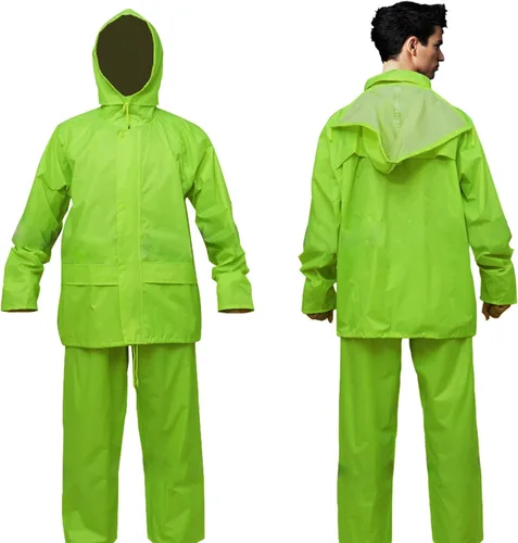 Vista 5 de Niruoxn Trajes de lluvia para hombres y mujeres, equipo de lluvia ligero, chaqueta impermeable con pantalones