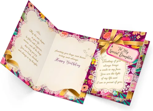Vista 4 de Prime Greetings Tarjeta de cumpleaños para hija, hecha en Estados Unidos, tarjeta gruesa con sobre de primera calidad empaquetada en un correo