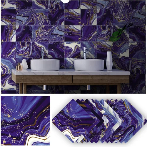 Vista 8 de Alwayspon 12 calcomanías de vinilo autoadhesivas para azulejos de pared, adhesivos de vinilo para azulejos de cocina, baño, 6 x 6 x 6 pulgadas