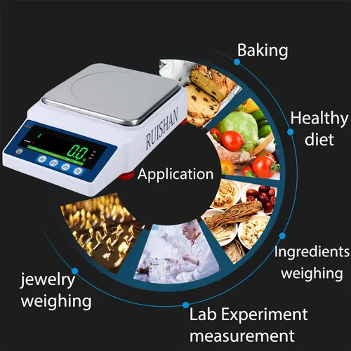 Vista 7 de Escala de equilibrio de laboratorio de precisión de 22.0 lbs x 0.00 oz, escala de grano/gramo, báscula científica, báscula calibrada, pesaje