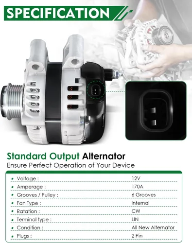 Vista 180 de Alternador de 4.0L para: Ford Explorer 2002 2003 2004, Explorer Sport Trac 2001-2004 para: Mercury Mountaineer 2001-2004, polea de 6 ranuras de 12V