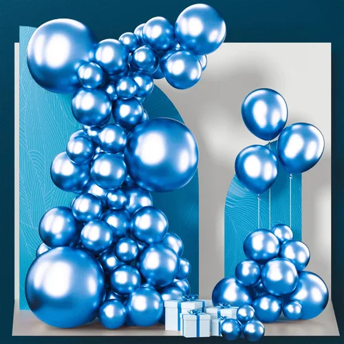 Vista 180 de PartyWoo Globos plateados de 100 piezas de diferentes tamaños de 18, 12, 10, 5 pulgadas, kit de arco de globos plateados para cumpleaños