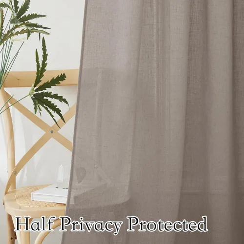 Vista 157 de RYB HOME Cortinas Cortas de Lino con Cenefas Swag - Niveles Semitransparentes para la Parte Superior de Ventanas, Decoración del Hogar con Filtrado