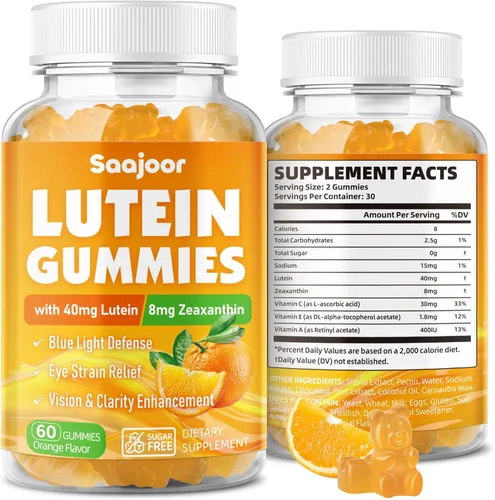 Gomitas de luteína y zeaxantina, suplemento vitamínico para ojos con 40 mg de luteína y 8 mg de zeaxantina para apoyar la salud macular, la visión y