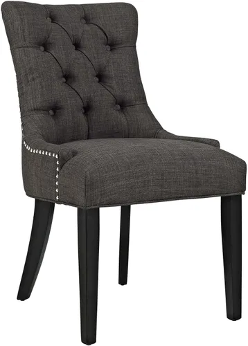 Vista 11 de Modway Regent Modern - Silla auxiliar de comedor, elegante tapizada con botones y ribete de cabeza de clavo, color gris claro