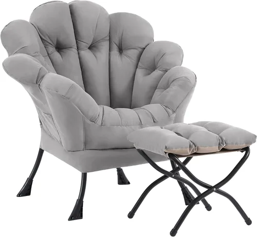 Vista 340 de Silla Lazy con otomana, silla moderna con reposapiés plegable, silla de acento de salón, cómoda silla de lectura para dormitorio, estudio, sala