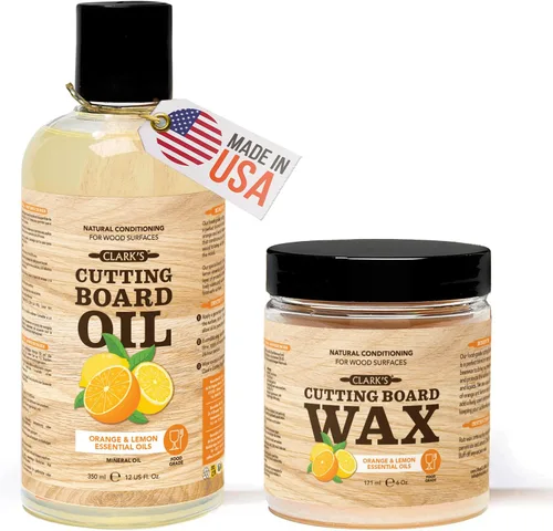 Vista 10 de CLARK'S Kit de cuidado de aceite y cera para tabla de cortar: el juego incluye aceite mineral de grado alimenticio (12 onzas) y cera de abeja