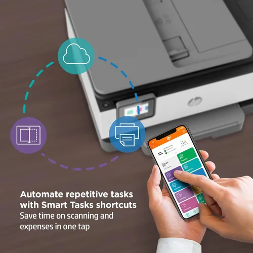 Vista 13 de HP OfficeJet Pro 8034e Impresora inalámbrica a color todo en uno con 1 tinta instantánea de año completo (renovada Premium), color blanco