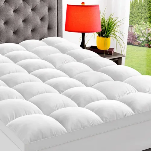 Vista 11 de ELEMUSE - Cubrecolchón refrescante individual, negro, para dolor de espalda, extragrueso, suave con cubierta de almohada de felpa con esquinas