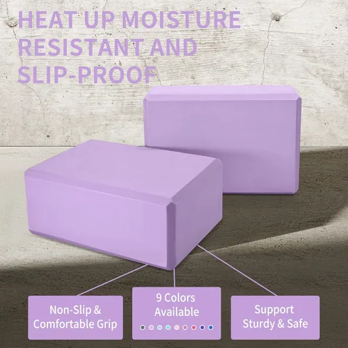 Vista 6 de Yoga Block 2 Pack 9"x6"x3", Sturdy Yoga Foam Blocks, High Density & Non Slip Surface for Pilates & Stretching, Fitness Accessories for Stability &