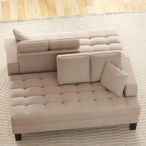 Vista 8 de Chaise Lounge moderno de 64 pulgadas para interiores, sillón tapizado con reposabrazos y almohada abatible, sofá de salón profundo copetudo