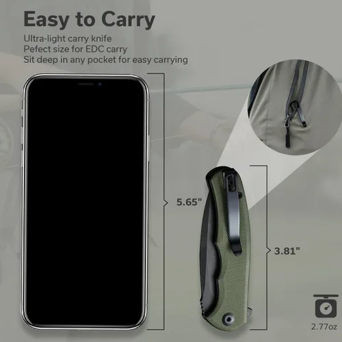 Vista 4 de CIVIVI Mini Praxis Folding Pocket Knife, 2.98" D2 Steel Blade G10 Handle Small EDC Knife with Pocket Clip for Men Women, Sharp Camping Survival