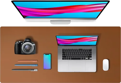 Vista 249 de Aothia - Protector de escritorio de cuero sintético, base para mouse y cubierta antideslizante, superficie impermeable para laptop y escritura