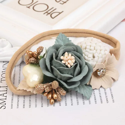 Vista 7 de Diadema elástica de nailon para bebé niña, lazo hecho a mano para recién nacido, paquete de 3 (multicolor)