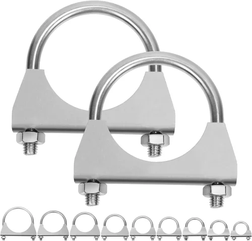 Vista 10 de Swpeet Kit de 2 abrazaderas en U de escape de 1.3 pulgadas, abrazaderas de acero inoxidable de 1-3/10 pulgadas, abrazaderas de silenciador en U
