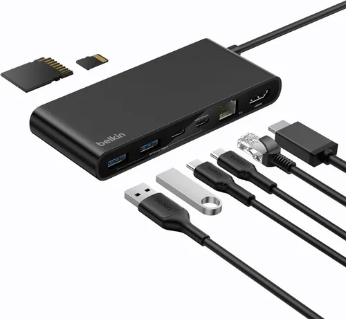 Vista 10 de Belkin Connect Hub USB C de 4 Puertos - Adaptador Multipuerto Dongle con 4 Puertos USB C 3.2 Gen 2 - Transferencia de Datos de Alta Velocidad de 10G